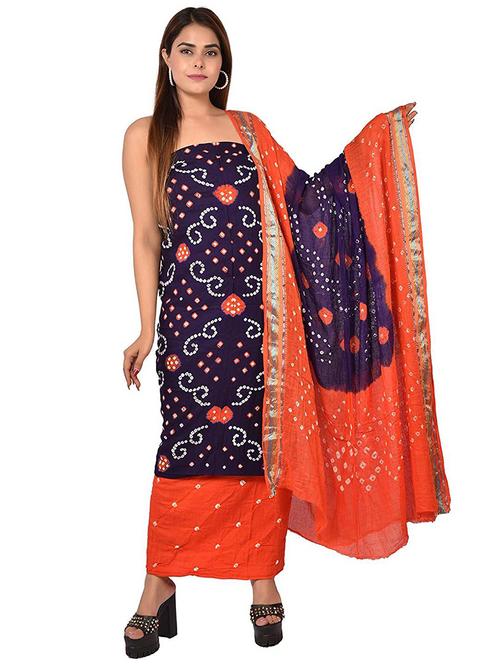 purple bandhani printed unstitched salwar suit set - 20214061 - Very Small Image - 1