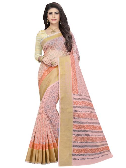 women's printed rosewater colored saree - 20214295 - Very Small Image - 1