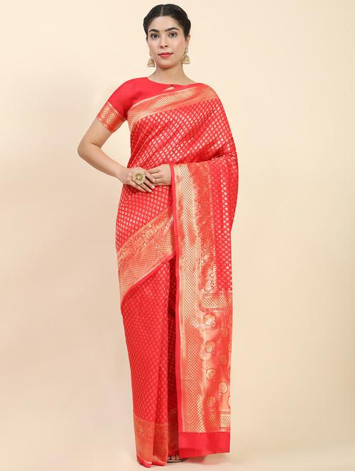 women's banarasi saree with blouse - 20214410 - Very Small Image - 1