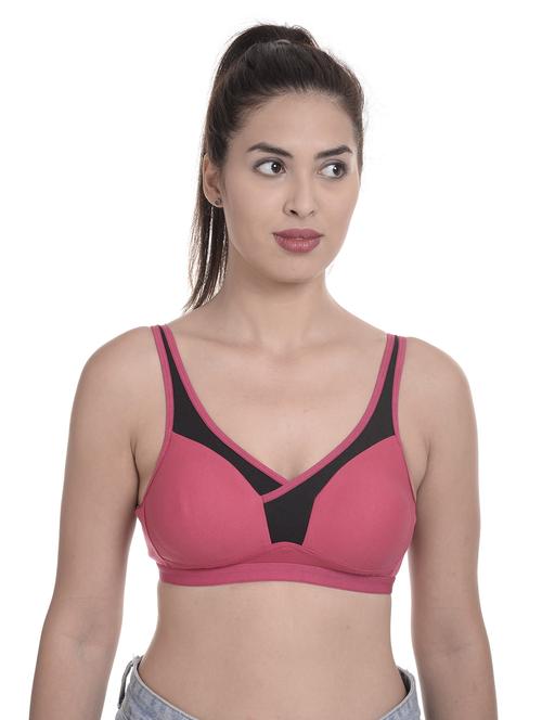 pink cotton blend sports bra - 20214641 - Very Small Image - 1
