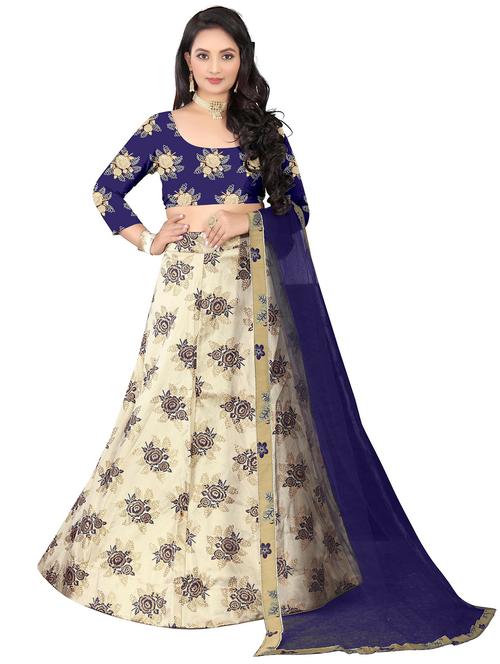 beige floral print lehenga choli with dupatta set - 20214735 - Very Small Image - 1