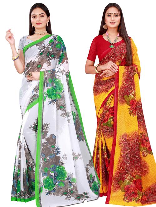 pack of 2 printed saree  with blouse - 20217206 - Very Small Image - 1