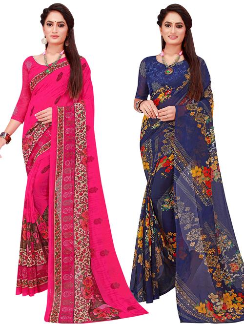 women's saree combo with blouse - 20217418 - Very Small Image - 1