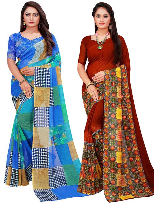 women's saree combo with blouse - 20218650 - Very Small Image - 1