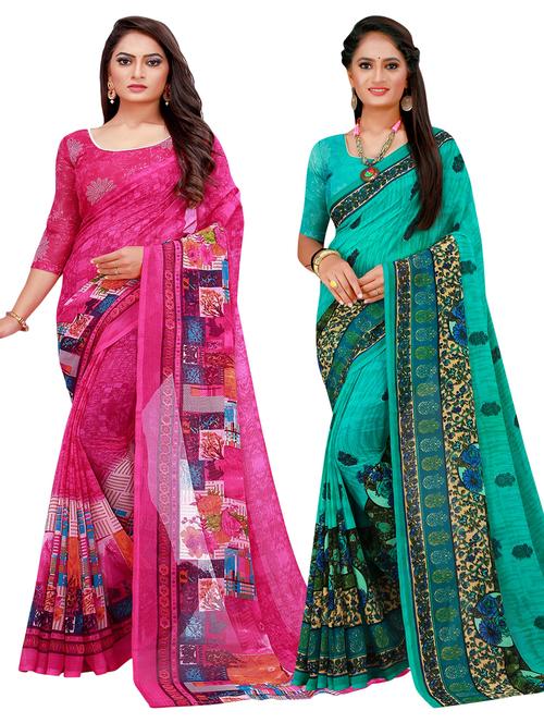 women's printed multi colored saree with blouse - 20218727 - Very Small Image - 1