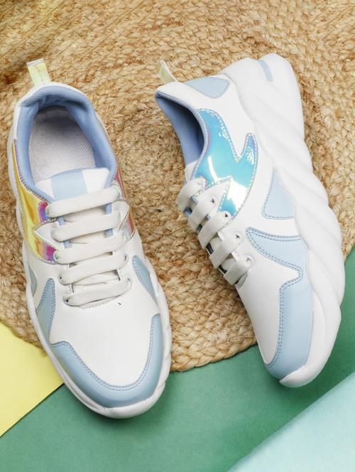 women's blue chunky sole lace-up sneaker - 20221262 - Very Small Image - 1