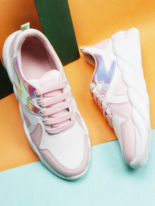 women pink color block lace-up chunky sneaker - 20221263 - Very Small Image - 1