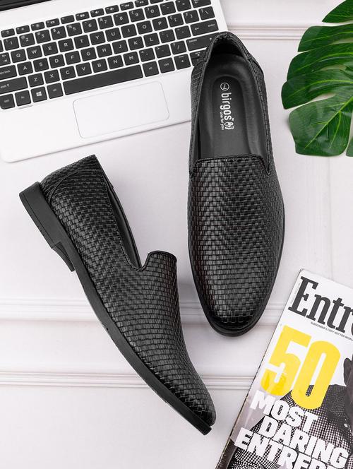 men black textured formal slip on - 20221401 - Very Small Image - 1