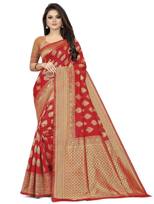golden border jacquard work banarasi saree with blouse - 20223468 - Very Small Image - 1