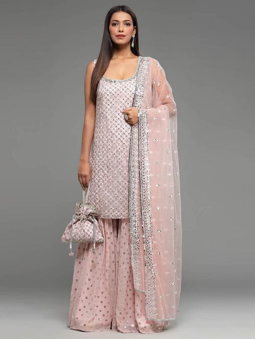 women embroidered kurta sharara set with dupatta - 20225681 - Very Small Image - 1