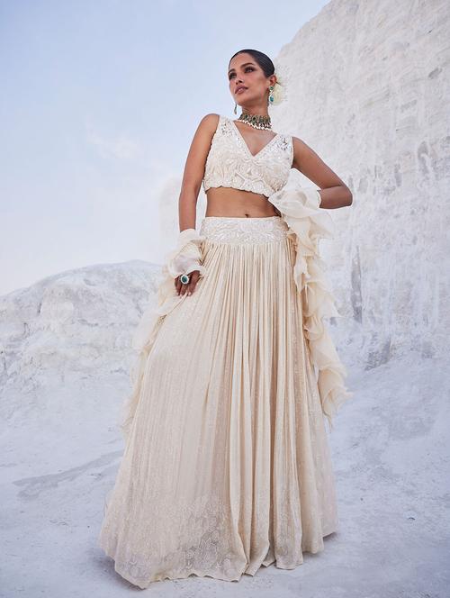 beige colored flared lehenga - 20226006 - Very Small Image - 1