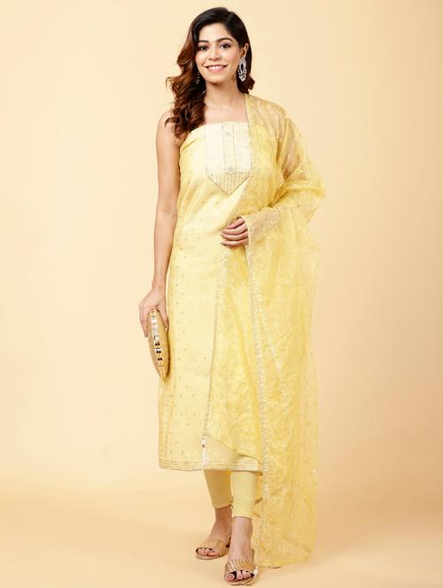 women yellow unstitched suits - 20226756 - Very Small Image - 1