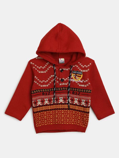 red cotton front print sweatshirt - 20228877 - Very Small Image - 1