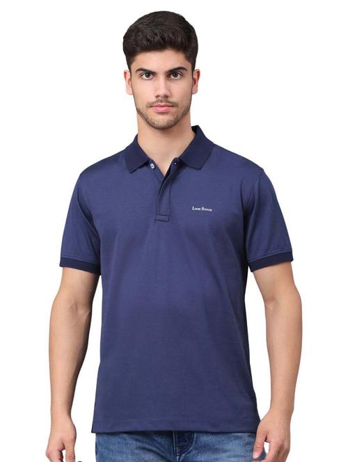 navy blue cotton blend polo t-shirt  - 20229978 - Very Small Image - 1