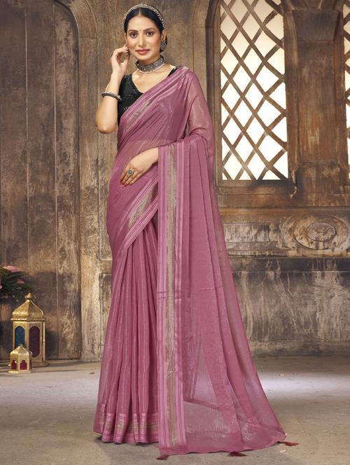 women's solid pink colored saree - 20230126 - Very Small Image - 1