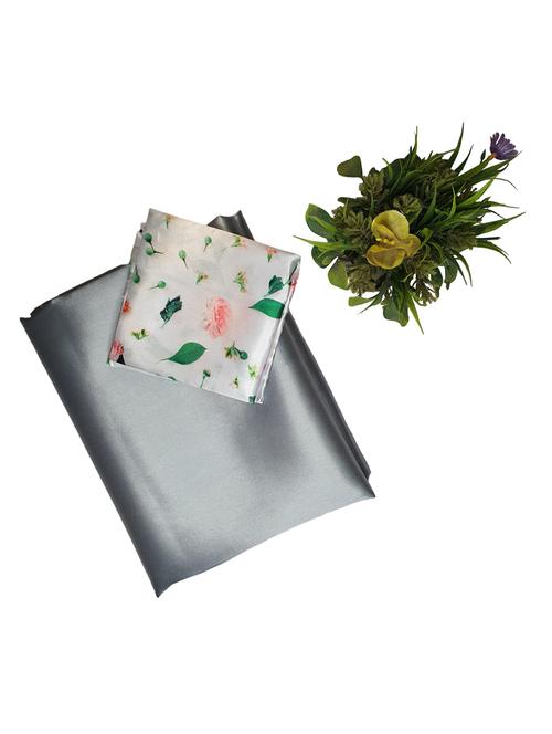 silver colored plain  saree with blouse - 20240679 - Very Small Image - 1