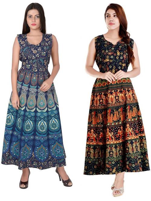 pack of 2 fit & flare ethnic dress - 20244328 - Very Small Image - 1