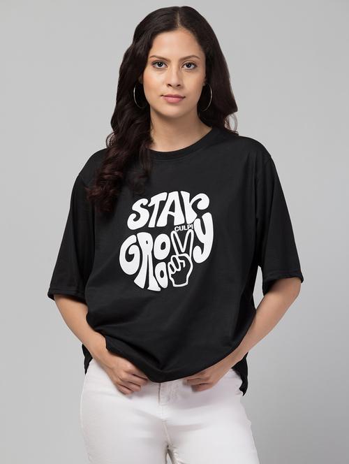 women's chest print round neck t-shirt - 20244460 - Very Small Image - 1