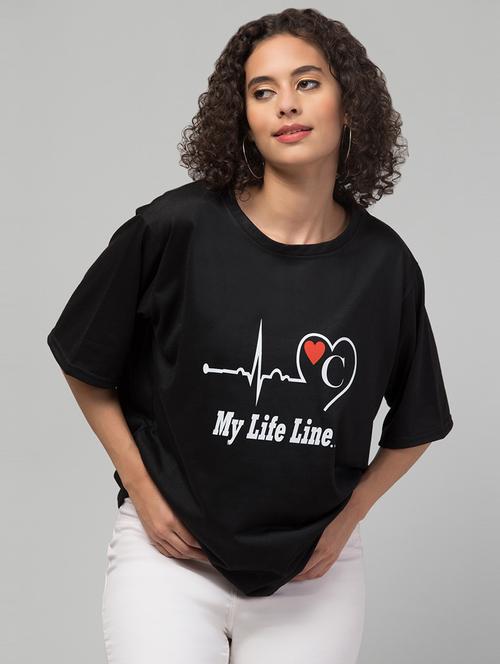 women's chest print round neck t-shirt - 20244468 - Very Small Image - 1