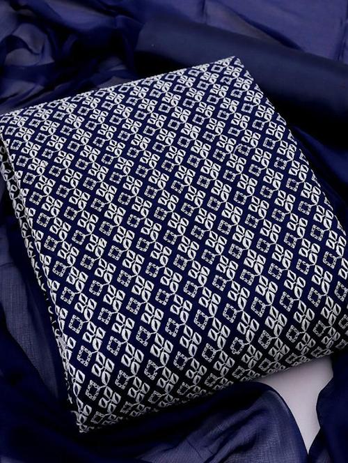 blue solid with work unstitched suit set - 20244995 - Very Small Image - 1