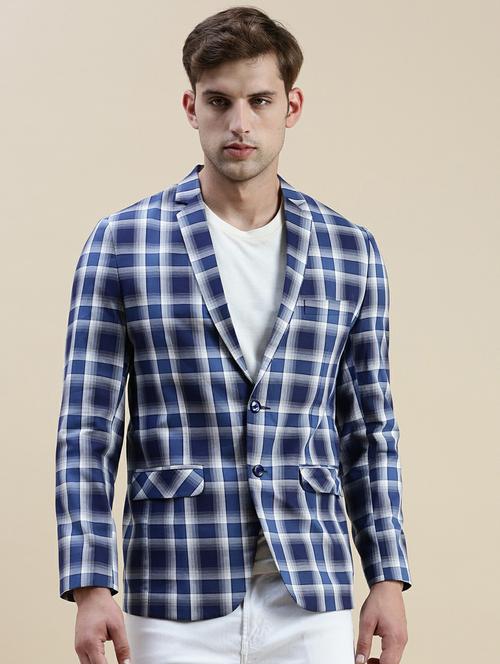 men checkered single breasted casual blazer - 20245381 - Very Small Image - 1