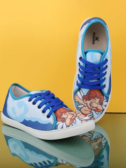 men graphic printed blue lace up sneaker - 20245826 - Very Small Image - 1