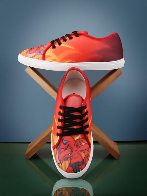 men graphic printed red lace up sneaker - 20245828 - Very Small Image - 1