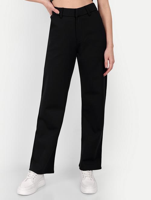 black solids high rise flat front trousers - 20246015 - Very Small Image - 1