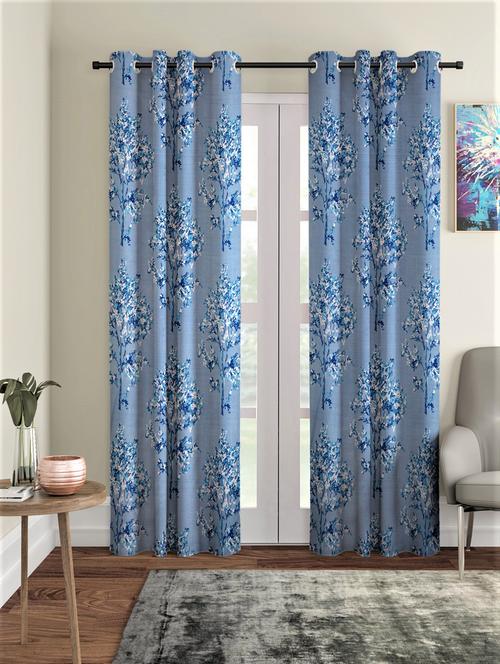 Fashion String 2 Pieces Floral Blossoms Eyelet Polyester Door Curtains - 20246899 - Very Small Image - 1