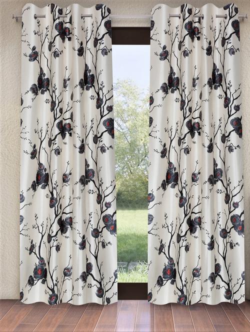 Fashion String 2 Pieces 3d Tulips Eyelet Polyester Door Curtains - 20246905 - Very Small Image - 1