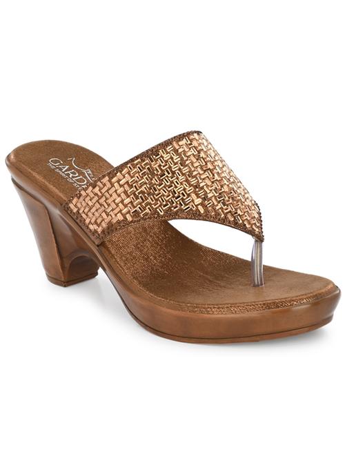 women copper embellished slip on sandal - 20247024 - Very Small Image - 1