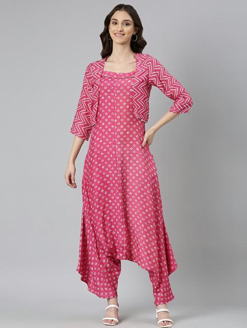 bandhani print harem jumpsuit - 20249114 - Very Small Image - 1