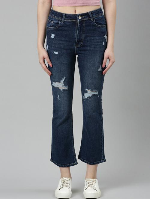 women's distress bootcut jeans - 20249728 - Very Small Image - 1