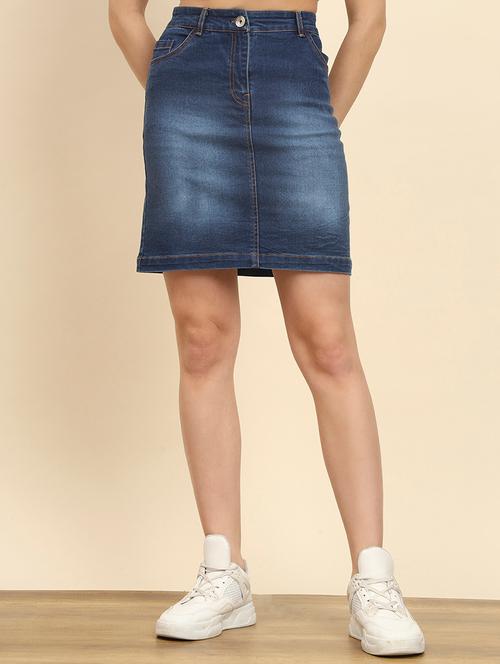 blue washed denim pencil skirt - 20250975 - Very Small Image - 1