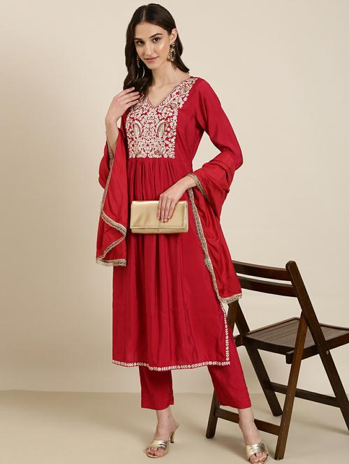 women embroidered kurta pant set with dupatta - 20251266 - Very Small Image - 1