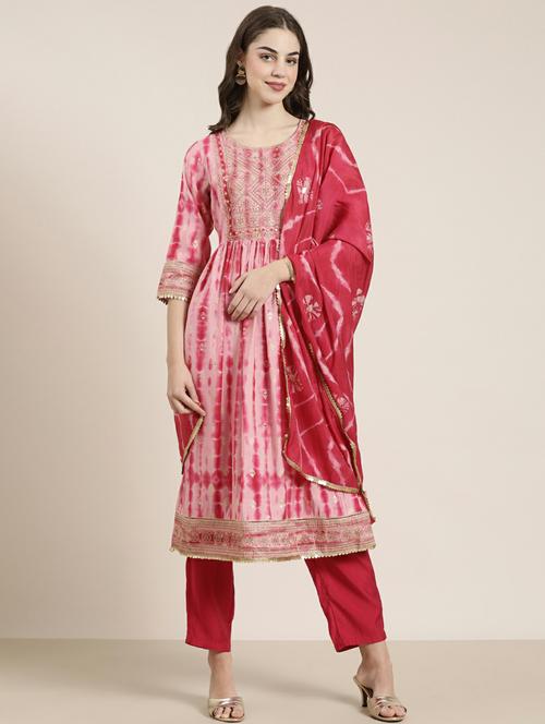 Women Tie & Dye Kurta Pant Set With Dupatta - 20251312 - Very Small Image - 1