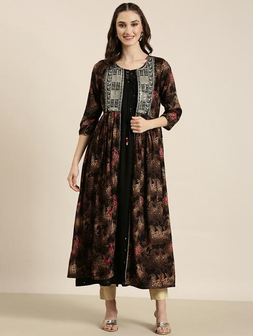 women floral print  kurta with jacket - 20252335 - Very Small Image - 1