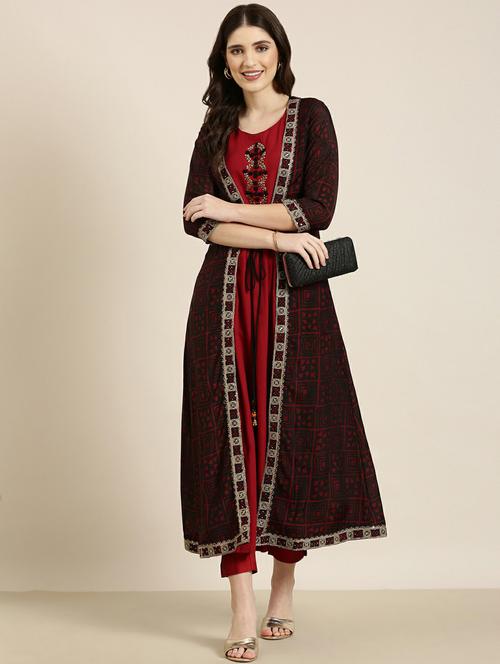 women embroidered kurta with jacket - 20252376 - Very Small Image - 1