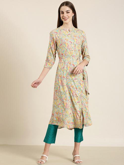 women floral printed front slit kurta - 20252532 - Very Small Image - 1