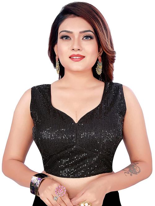 women black sequence work stitched blouse - 20254263 - Very Small Image - 1