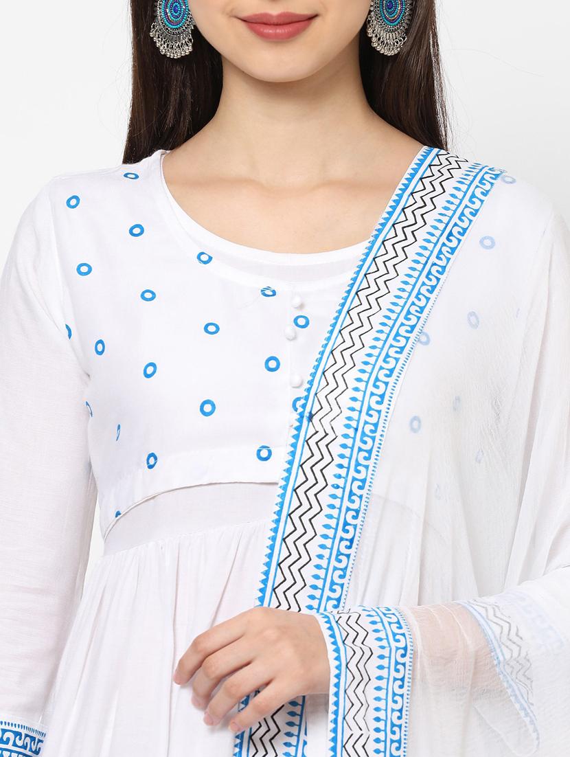 white colored kurta dupatta set - 20255593 - Zoom Image - 5