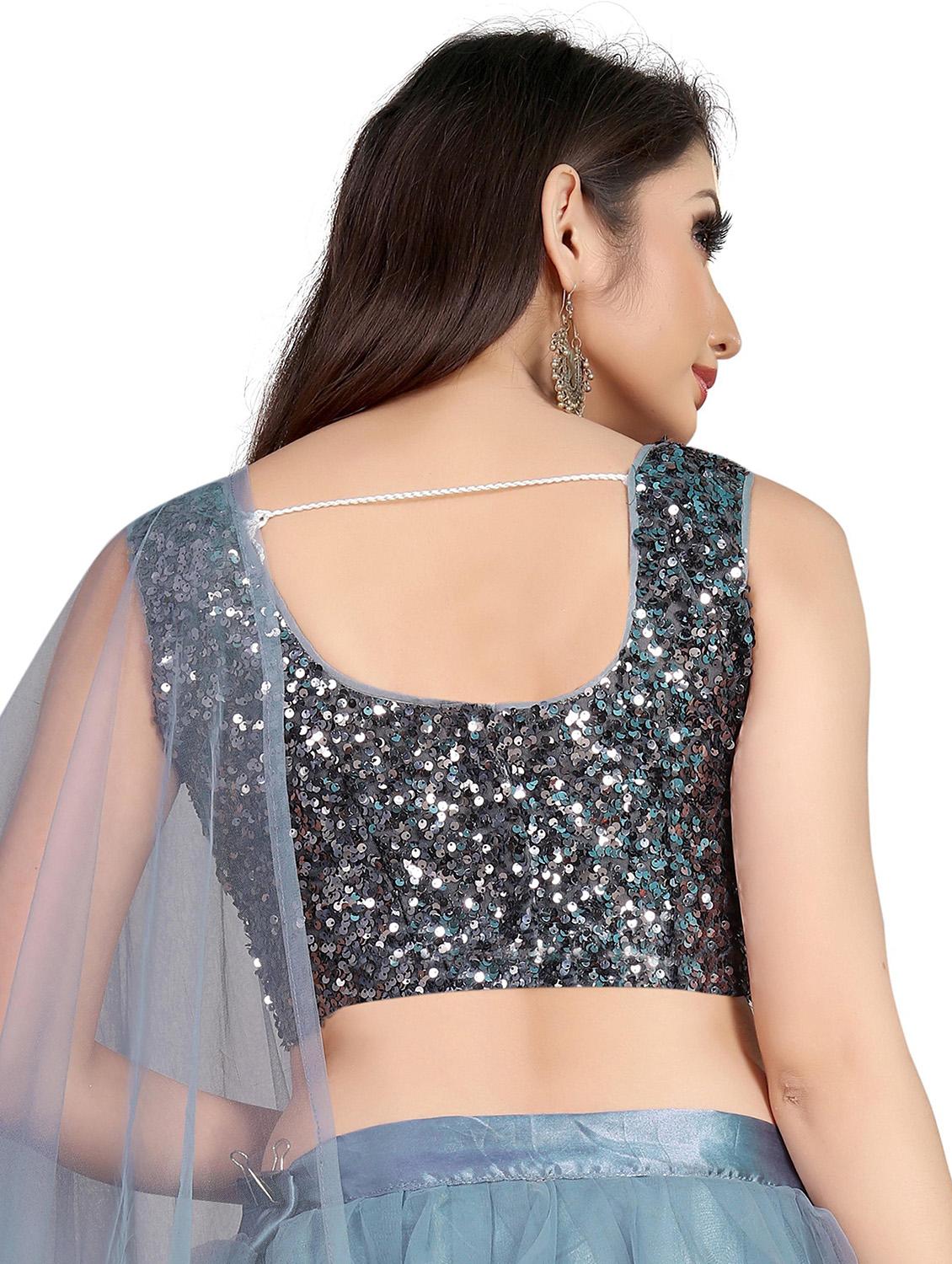 purist blue colored tiered lehenga - 20255993 - Zoom Image - 4