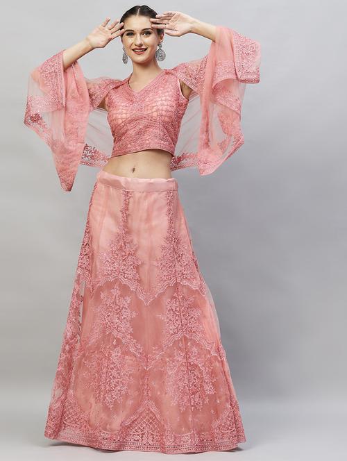 pink colored flared lehenga - 20256193 - Very Small Image - 1