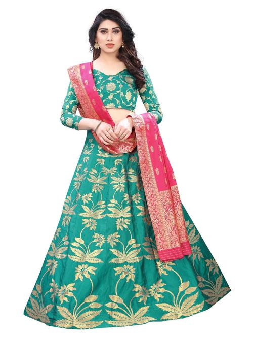ai aqua colored flared lehenga - 20256275 - Very Small Image - 1