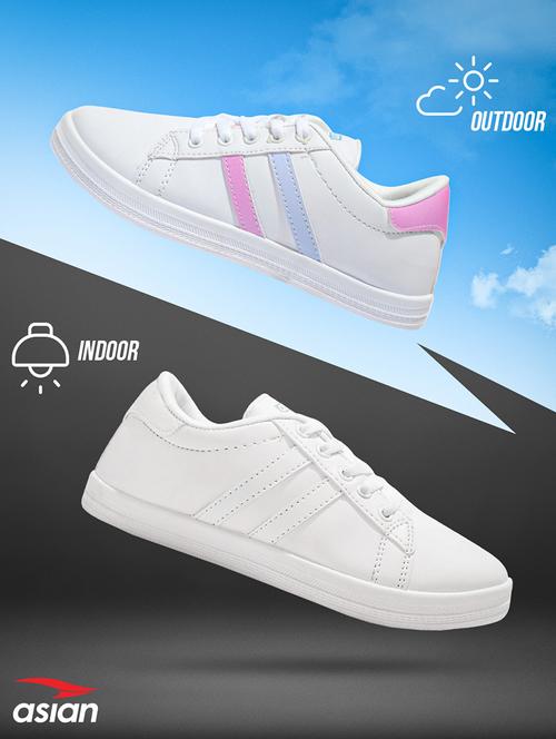 women's white lace-up casual sneaker - 20256599 - Very Small Image - 1