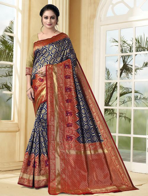 women's banarasi saree with blouse - 20258937 - Very Small Image - 1