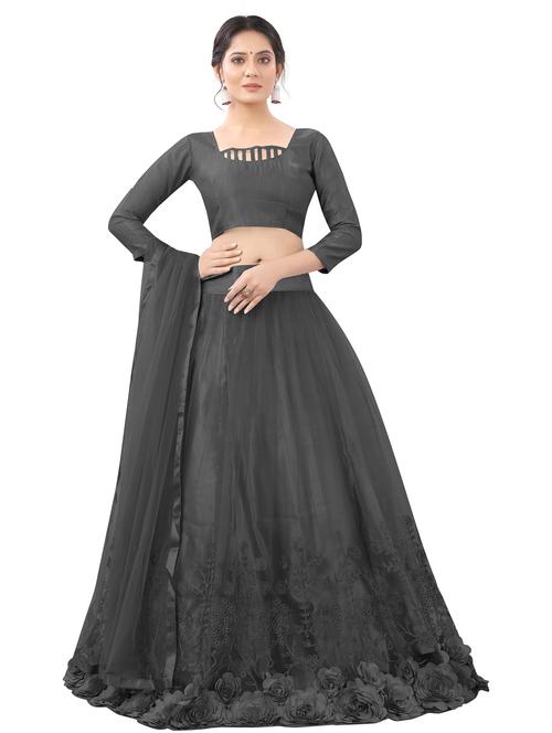 black colored flared lehenga - 20259664 - Very Small Image - 1