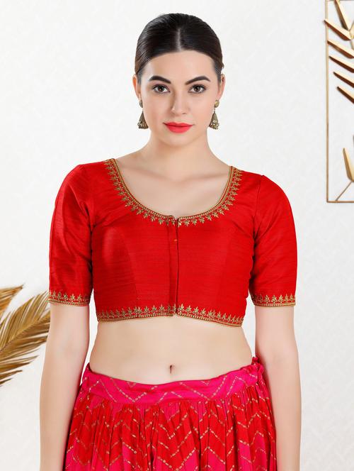 women red embroidered blouse - 20259712 - Very Small Image - 1