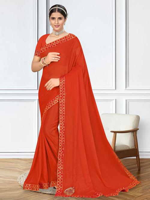 red colored bordered  saree - 20259833 - Very Small Image - 1