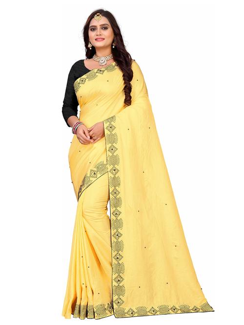 yellow colored embroidered  saree with blouse - 20260200 - Very Small Image - 1
